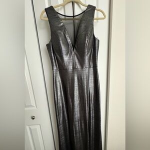 Night gown - sexy - Platimun(Silver/black) side split- Maxi - Size 10